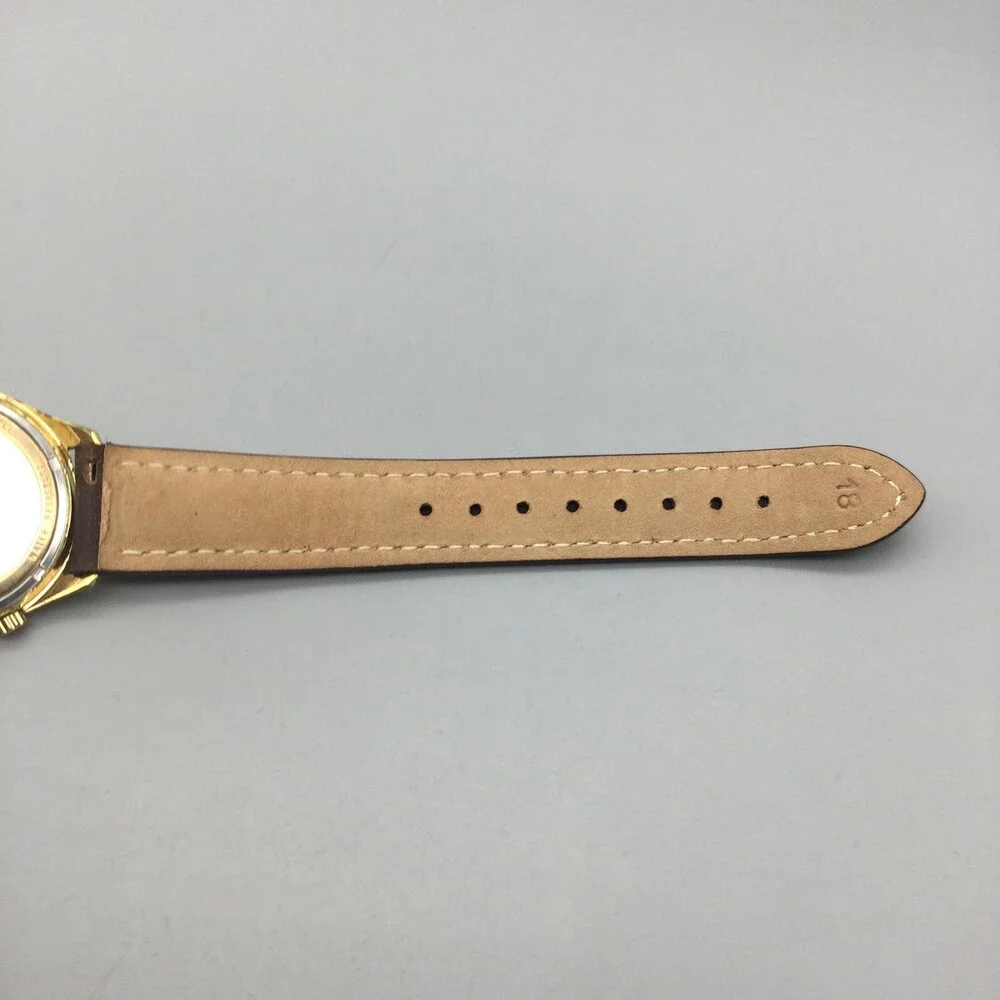 Vintage Bulova Accutron Tuning Fork Mens Watch 34mm 10K RGP Brown Leather Band